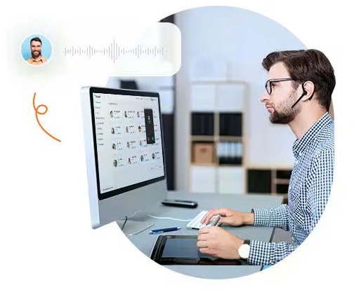 Ilustração de uma especialista de suporte ajudando um cliente